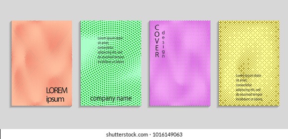 Minimal abstract vector halftone cover design template. Future geometric gradient background. Vector templates for placards, banners, flyers, presentations and reports