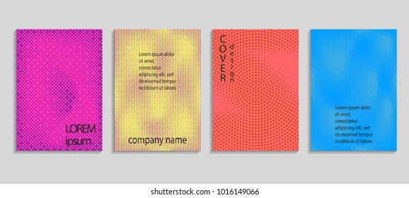 Minimal abstract vector halftone cover design template. Future geometric gradient background. Vector templates for placards, banners, flyers, presentations and reports
