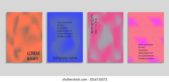 Minimal abstract vector halftone cover design template. Future geometric gradient background. Vector templates for placards, banners, flyers, presentations and reports
