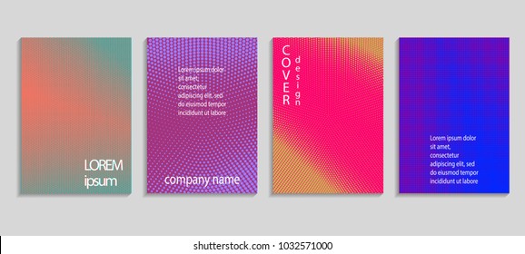 Plantilla mínima de diseño de portada de medio tono vectorial abstracto. Fondo de degradado geométrico futuro. Plantillas vectoriales para carteles, pancartas, volantes, presentaciones e informes