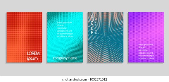 Minimal abstract vector halftone cover design template. Future geometric gradient background. Vector templates for placards, banners, flyers, presentations and reports