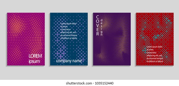 Minimal abstract vector halftone cover design template. Future geometric gradient background. Vector templates for placards, banners, flyers, presentations and reports