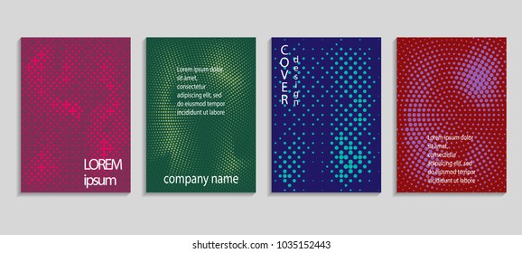 Minimal abstract vector halftone cover design template. Future geometric gradient background. Vector templates for placards, banners, flyers, presentations and reports
