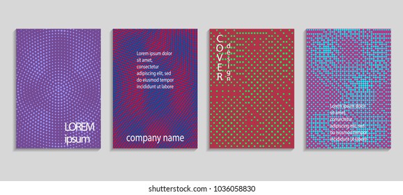 Minimal abstract vector halftone cover design template. Future geometric gradient background. Vector templates for placards, banners, flyers, presentations and reports