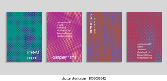 Minimal abstract vector halftone cover design template. Future geometric gradient background. Vector templates for placards, banners, flyers, presentations and reports