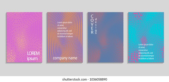 Minimal abstract vector halftone cover design template. Future geometric gradient background. Vector templates for placards, banners, flyers, presentations and reports