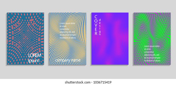 Minimal abstract vector halftone cover design template. Future geometric gradient background. Vector templates for placards, banners, flyers, presentations and reports