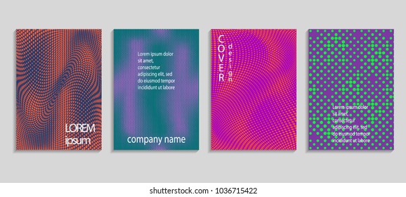 Minimal abstract vector halftone cover design template. Future geometric gradient background. Vector templates for placards, banners, flyers, presentations and reports