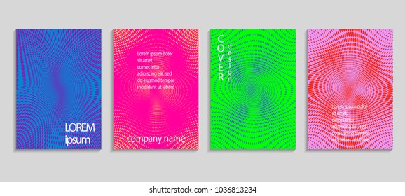 Minimal abstract vector halftone cover design template. Future geometric gradient background. Vector templates for placards, banners, flyers, presentations and reports