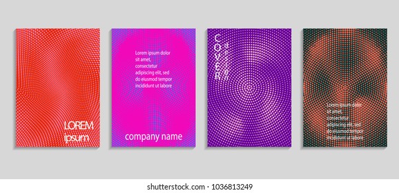 Minimal abstract vector halftone cover design template. Future geometric gradient background. Vector templates for placards, banners, flyers, presentations and reports