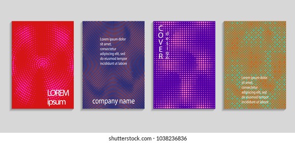 Minimal abstract vector halftone cover design template. Future geometric gradient background. Vector templates for placards, banners, flyers, presentations and reports