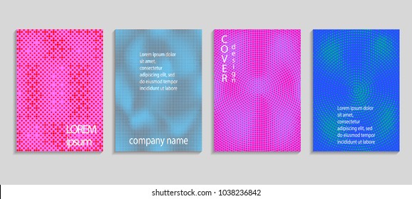 Minimal abstract vector halftone cover design template. Future geometric gradient background. Vector templates for placards, banners, flyers, presentations and reports