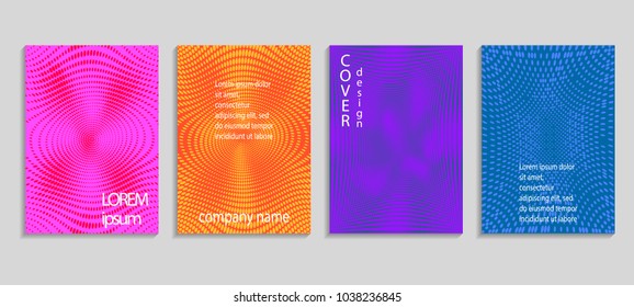 Minimal abstract vector halftone cover design template. Future geometric gradient background. Vector templates for placards, banners, flyers, presentations and reports