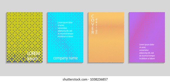 Minimal abstract vector halftone cover design template. Future geometric gradient background. Vector templates for placards, banners, flyers, presentations and reports