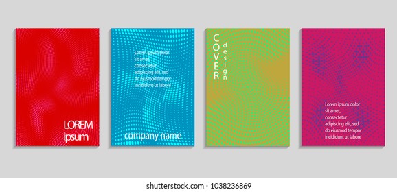 Minimal abstract vector halftone cover design template. Future geometric gradient background. Vector templates for placards, banners, flyers, presentations and reports