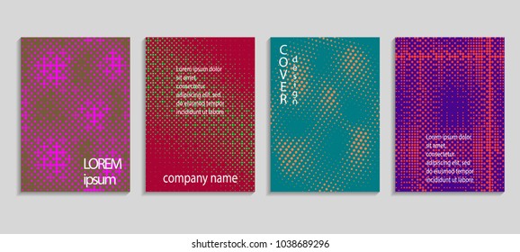 Minimal abstract vector halftone cover design template. Future geometric gradient background. Vector templates for placards, banners, flyers, presentations and reports