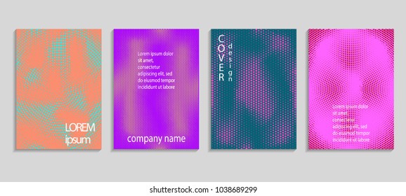 Minimal abstract vector halftone cover design template. Future geometric gradient background. Vector templates for placards, banners, flyers, presentations and reports