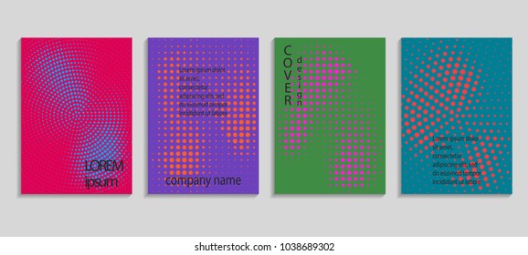 Minimal abstract vector halftone cover design template. Future geometric gradient background. Vector templates for placards, banners, flyers, presentations and reports