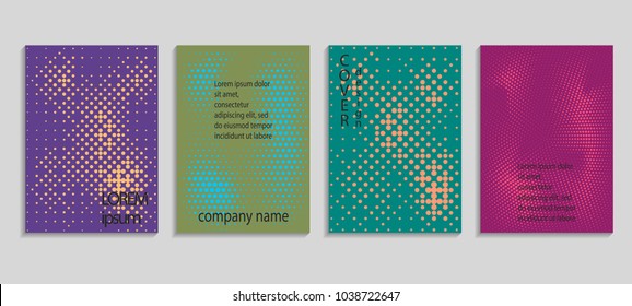 Minimal abstract vector halftone cover design template. Future geometric gradient background. Vector templates for placards, banners, flyers, presentations and reports