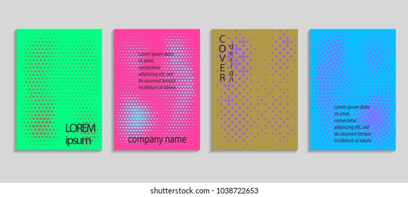 Minimal abstract vector halftone cover design template. Future geometric gradient background. Vector templates for placards, banners, flyers, presentations and reports