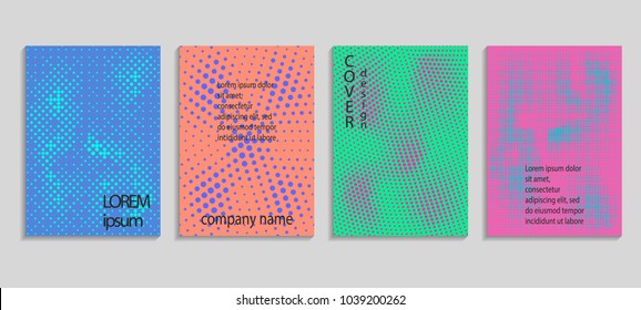 Minimal abstract vector halftone cover design template. Future geometric gradient background. Vector templates for placards, banners, flyers, presentations and reports