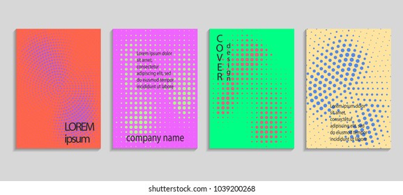 Minimal abstract vector halftone cover design template. Future geometric gradient background. Vector templates for placards, banners, flyers, presentations and reports