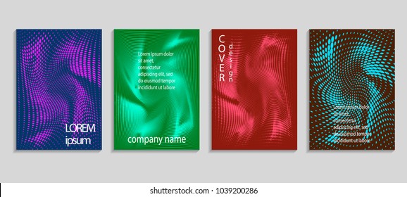 Minimal abstract vector halftone cover design template. Future geometric gradient background. Vector templates for placards, banners, flyers, presentations and reports