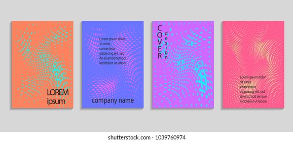 Minimal abstract vector halftone cover design template. Future geometric gradient background. Vector templates for placards, banners, flyers, presentations and reports