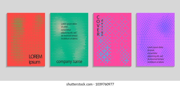 Minimal abstract vector halftone cover design template. Future geometric gradient background. Vector templates for placards, banners, flyers, presentations and reports