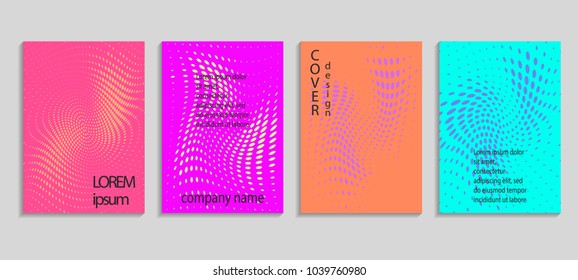 Minimal abstract vector halftone cover design template. Future geometric gradient background. Vector templates for placards, banners, flyers, presentations and reports