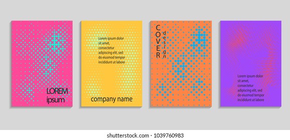 Minimal abstract vector halftone cover design template. Future geometric gradient background. Vector templates for placards, banners, flyers, presentations and reports
