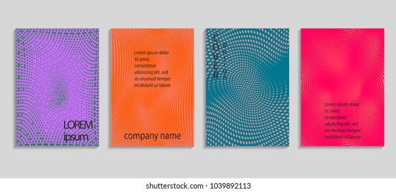 Minimal abstract vector halftone cover design template. Future geometric gradient background. Vector templates for placards, banners, flyers, presentations and reports