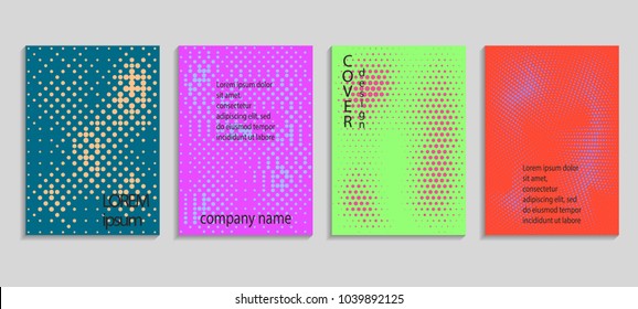 Plantilla mínima de diseño de portada de medio tono vectorial abstracto. Fondo de degradado geométrico futuro. Plantillas vectoriales para carteles, pancartas, volantes, presentaciones e informes