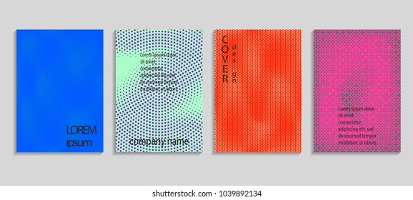 Minimal abstract vector halftone cover design template. Future geometric gradient background. Vector templates for placards, banners, flyers, presentations and reports