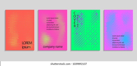 Minimal abstract vector halftone cover design template. Future geometric gradient background. Vector templates for placards, banners, flyers, presentations and reports