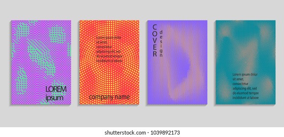 Minimal abstract vector halftone cover design template. Future geometric gradient background. Vector templates for placards, banners, flyers, presentations and reports