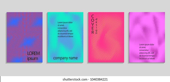 Minimal abstract vector halftone cover design template. Future geometric gradient background. Vector templates for placards, banners, flyers, presentations and reports
