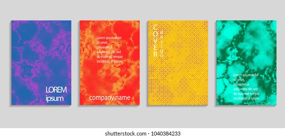 Minimal abstract vector halftone cover design template. Future geometric gradient background. Vector templates for placards, banners, flyers, presentations and reports