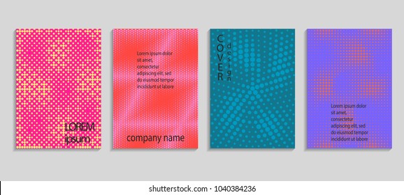 Minimal abstract vector halftone cover design template. Future geometric gradient background. Vector templates for placards, banners, flyers, presentations and reports