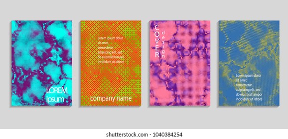 Minimal abstract vector halftone cover design template. Future geometric gradient background. Vector templates for placards, banners, flyers, presentations and reports