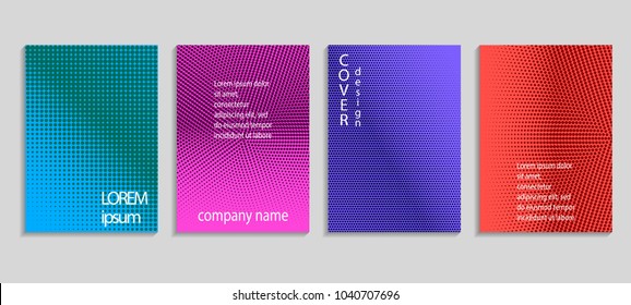 Minimal abstract vector halftone cover design template. Future geometric gradient background. Vector templates for placards, banners, flyers, presentations and reports