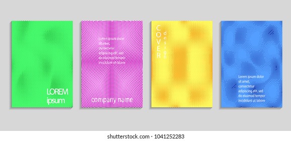 Minimal abstract vector halftone cover design template. Future geometric gradient background. Vector templates for placards, banners, flyers, presentations and reports
