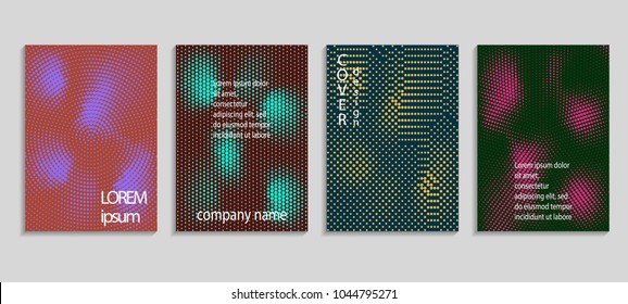 Minimal abstract vector halftone cover design template. Future geometric gradient background. Vector templates for placards, banners, flyers, presentations and reports