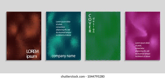 Minimal abstract vector halftone cover design template. Future geometric gradient background. Vector templates for placards, banners, flyers, presentations and reports