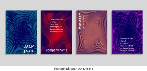 Minimal abstract vector halftone cover design template. Future geometric gradient background. Vector templates for placards, banners, flyers, presentations and reports