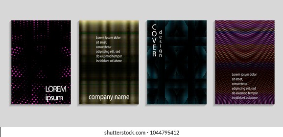 Minimal abstract vector halftone cover design template. Future geometric gradient background. Vector templates for placards, banners, flyers, presentations and reports