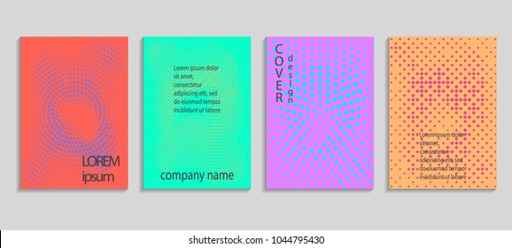 Minimal abstract vector halftone cover design template. Future geometric gradient background. Vector templates for placards, banners, flyers, presentations and reports