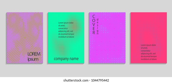 Minimal abstract vector halftone cover design template. Future geometric gradient background. Vector templates for placards, banners, flyers, presentations and reports