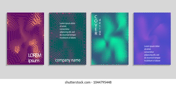 Minimal abstract vector halftone cover design template. Future geometric gradient background. Vector templates for placards, banners, flyers, presentations and reports