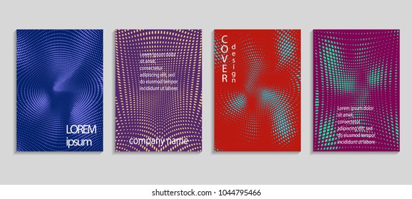 Minimal abstract vector halftone cover design template. Future geometric gradient background. Vector templates for placards, banners, flyers, presentations and reports